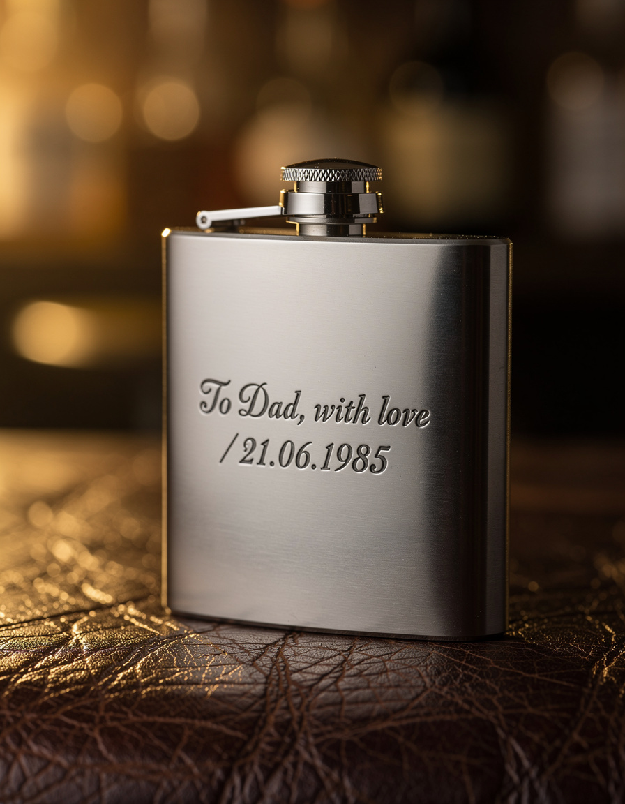 The Flask — engraved stainless hip flask